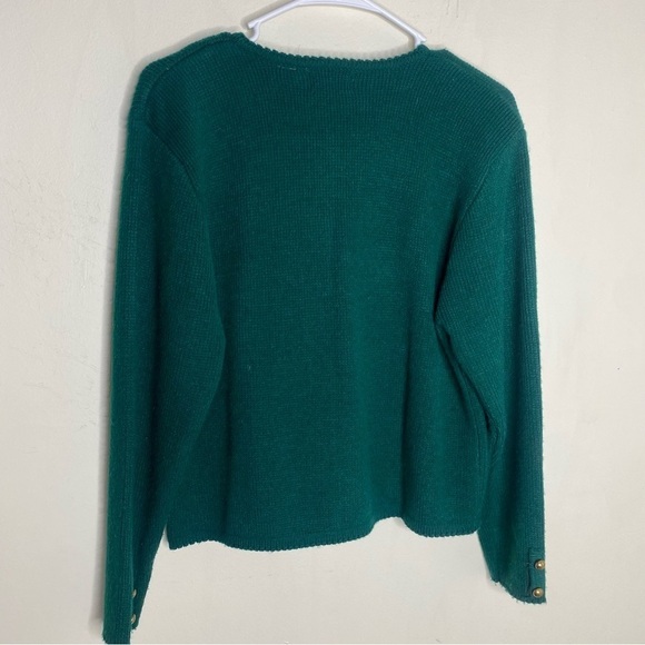 Laura Daniels Petite Y2K Emerald Green Acrylic Cardigan Sweater Gold Size Medium - Picture 4 of 12